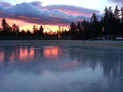 Sunset over the rink
